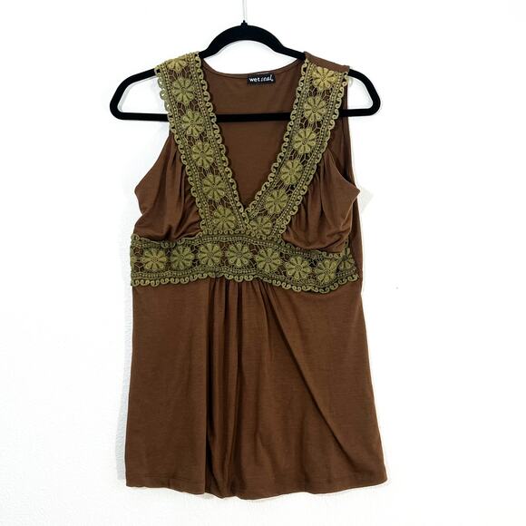 Vintage Wet Seal Top Y2K Womens L Fairy Grunge Boho Crochet Tank 90s Babydoll - Picture 3 of 6